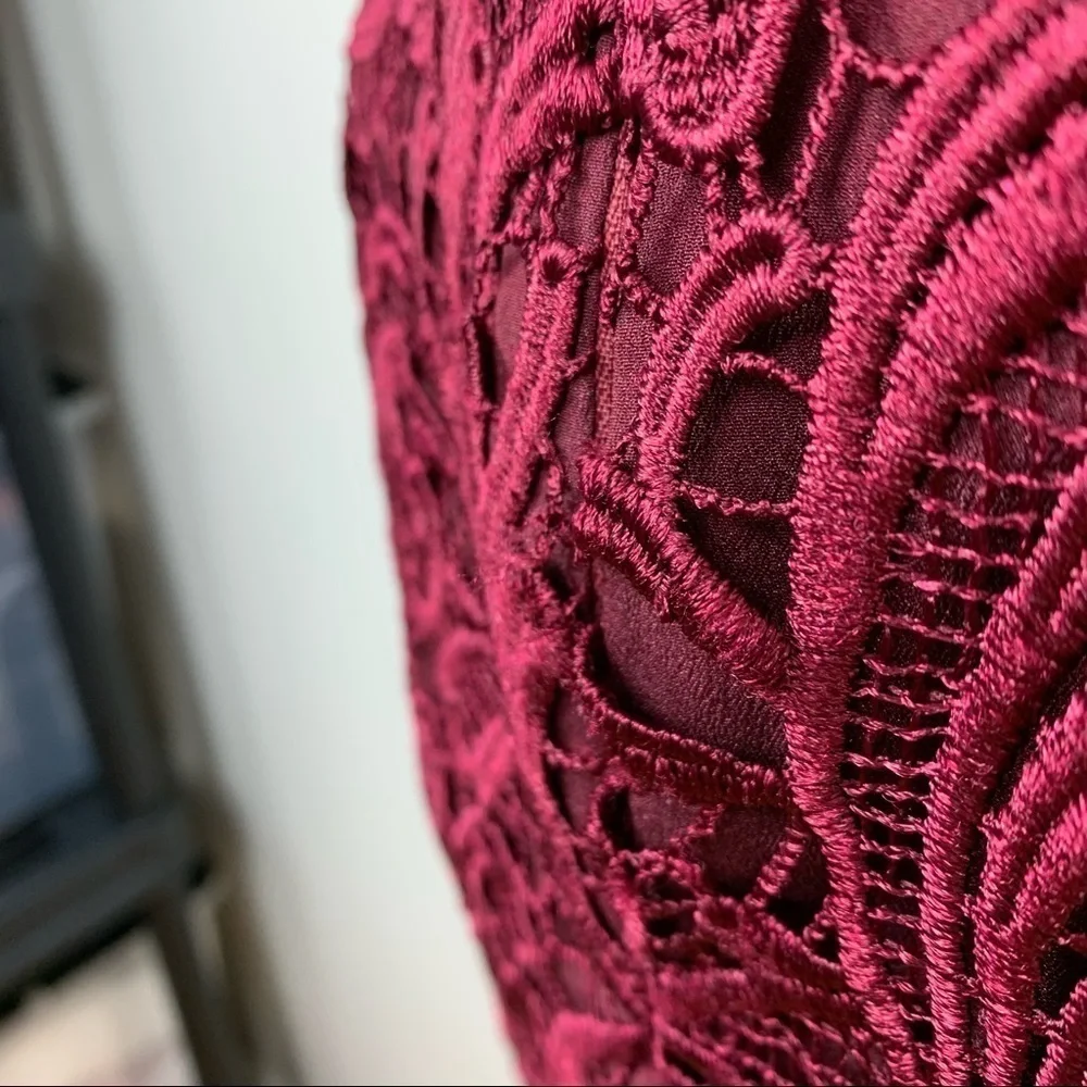 Dress The‎ Population Red Berry Lace Mini Dress S - Picture 11 of 16